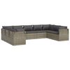 vidaXL 9-tlg. Garten-Lounge-Set mit Kissen Grau Poly Rattan