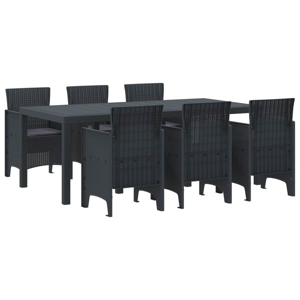 vidaXL Garten Essgruppe 7 pcs Anthrazit Polt Rattan