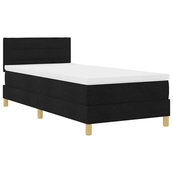 vidaXL Boxspringbett mit Matratze Schwarz 100 x 200 cm Stoff