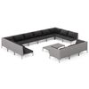 vidaXL 14-tlg. Garten-Lounge-Set mit Kissen Poly Rattan Dunkelgrau