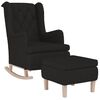 vidaXL Schaukelsessel mit Hocker Schwarz Stoff