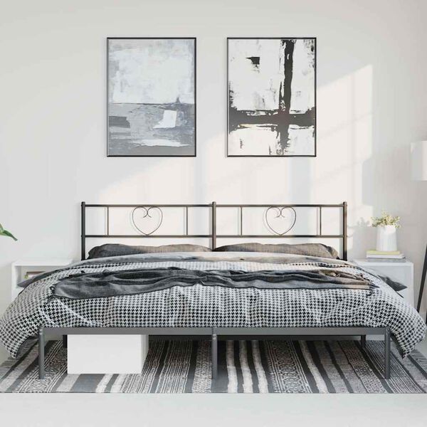 vidaXL Bettgestell mit Kopfteil Metall Schwarz 193x203 cm