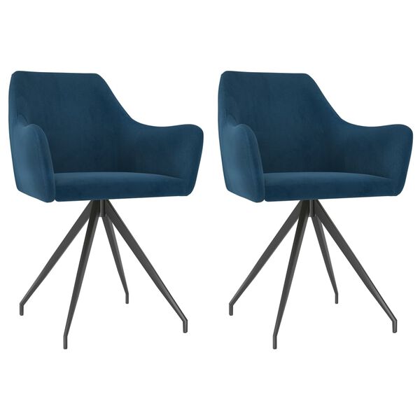 vidaXL Esszimmerst&uuml;hle 2 Stk. Blau Samt