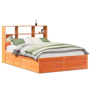 vidaXL Massivholzbett ohne Matratze Wachsbraun 140x190 cm Kiefernholz