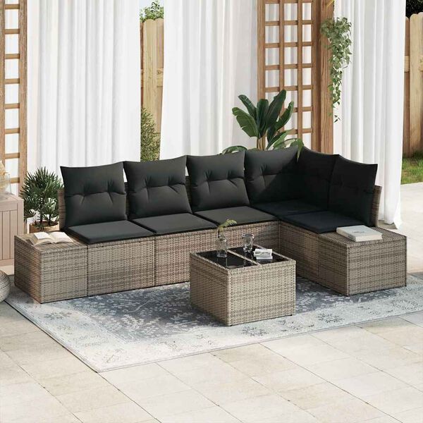vidaXL Gartensofa-set 6 pcs Grau Poly-Rattan
