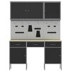 vidaXL Werkbank mit Speicher 10 pcs Schwarz Ingenieure Holz und Stahl