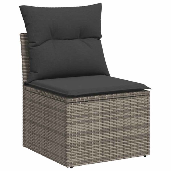 vidaXL Gartensessel ohne Armlehnen mit Kissen Grau Poly Rattan
