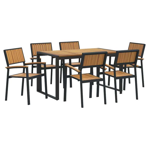 vidaXL Garten Essgruppe 7 pcs Schwarz und Braun