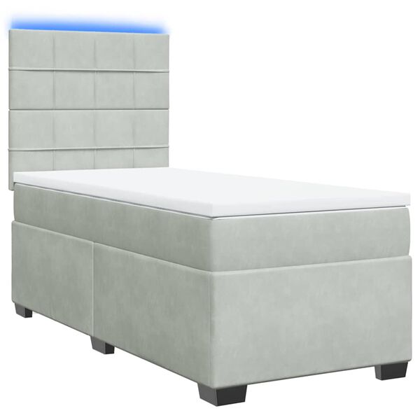 vidaXL Boxspringbett mit Matratze Hellgrau 90x190 cm Samt