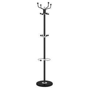 vidaXL Garderobenst&auml;nder mit Schirmhalter Schwarz 180 cm Eisen