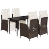 vidaXL 5-tlg. Garten-Essgruppe mit Kissen Braun Poly Rattan