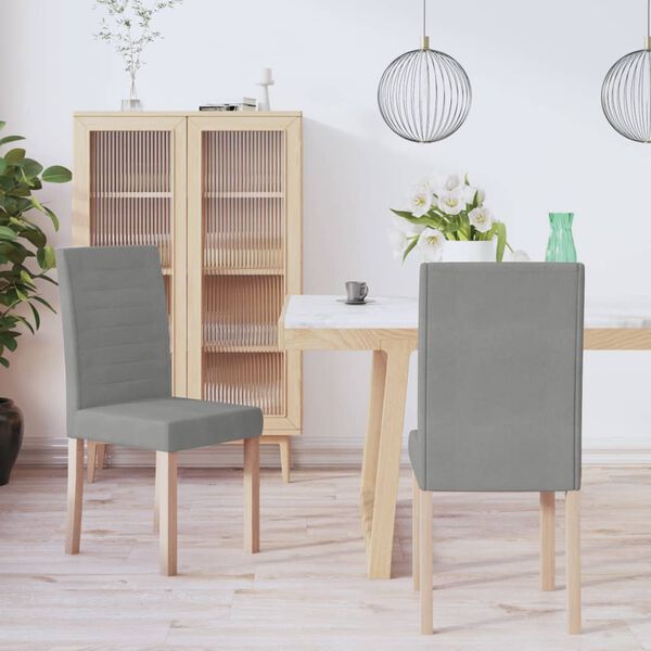 vidaXL Esszimmerst&uuml;hle 2 Stk. Hellgrau Stoff