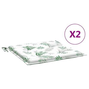 vidaXL Stuhlkissen 2 Stk. Blattmuster 40x40x3 cm Stoff