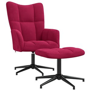 vidaXL Relaxsessel mit Hocker Weinrot Samt