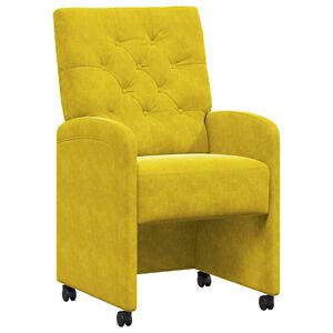 vidaXL Esszimmerst&uuml;hle mit Rollen 2 pcs Gelb 58 x 67 x 97 cm Samt