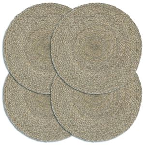 vidaXL Tischsets 4 Stk. Grau 38 cm Rund Jute