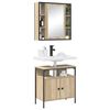 vidaXL Badezimmerm&ouml;bel-Set mit Regal mit T&uuml;r 2 pcs Braun Holzwerkstoff