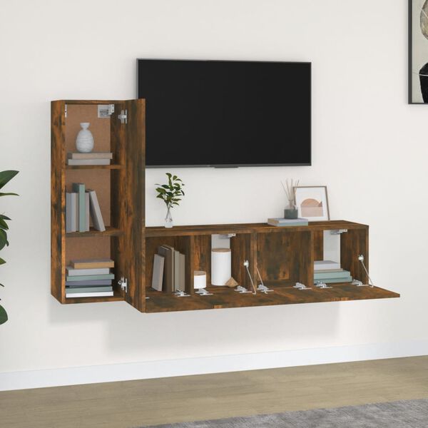 vidaXL 3-tlg. TV-Schrank-Set R&auml;uchereiche Holzwerkstoff
