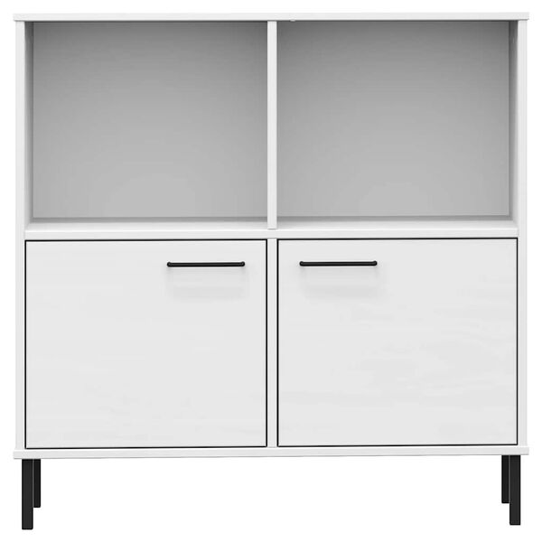 vidaXL B&uuml;cherregal OSLO mit Metallbeinen Wei&szlig; 90x35x90,5 cm Massivholz