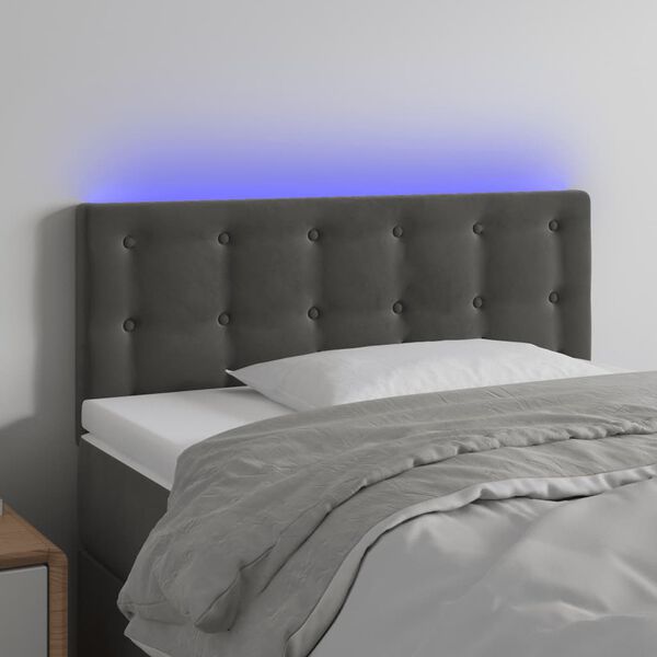 vidaXL LED Kopfteil Dunkelgrau 100x5x78/88 cm Samt