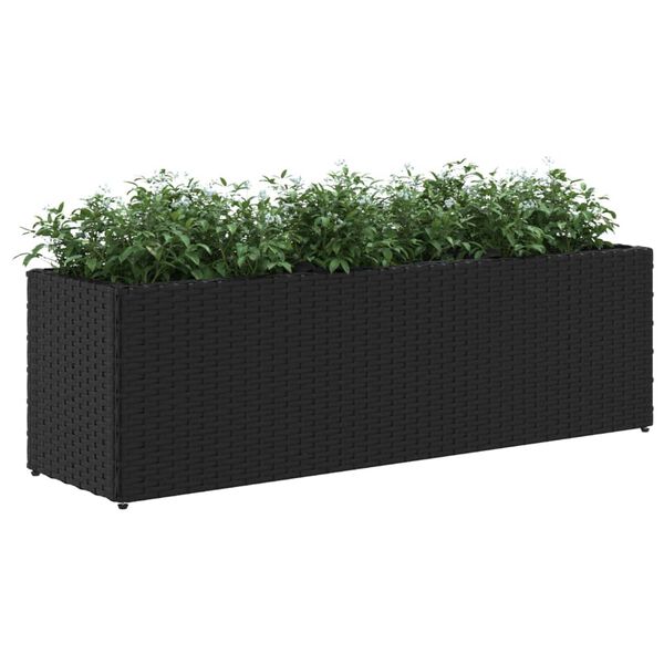 vidaXL Hochbeet mit 3 F&auml;chern Schwarz 105x30x32 cm Poly Rattan