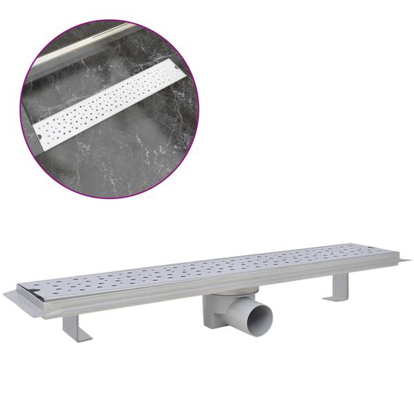 vidaXL Duschrinne 630x140 mm Edelstahl L&ouml;cher-Design