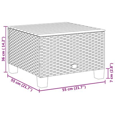 vidaXL Gartentisch Grau 55x55x36 cm Poly Rattan Akazienholz