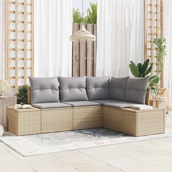 vidaXL Gartensofa-set 4 pcs Beige Poly-Rattan
