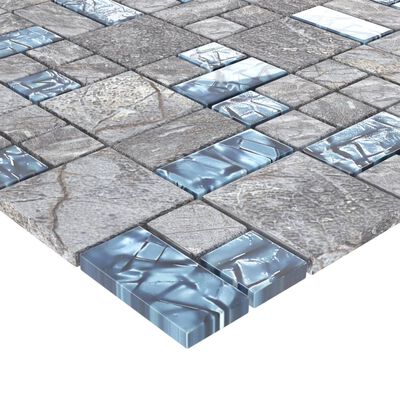 vidaXL Mosaikfliesen 11 Stk. Grau Blau 30x30 cm Glas