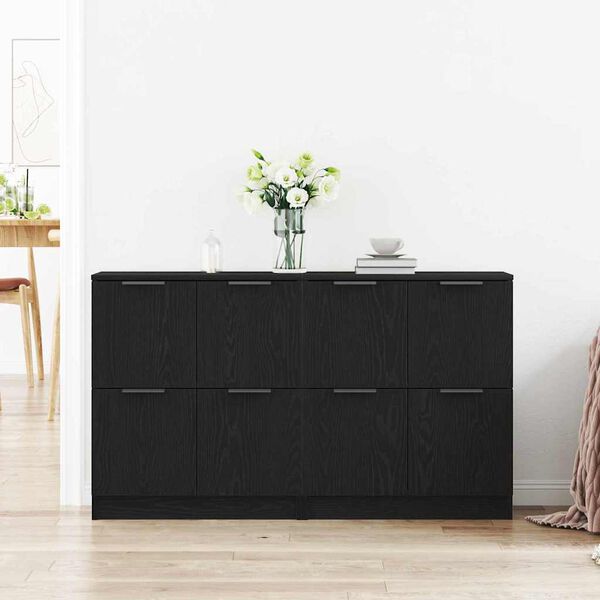 vidaXL Sideboard Schwarz Eichen-Optik 180 x 30 x 70 cm Holzwerkstoff