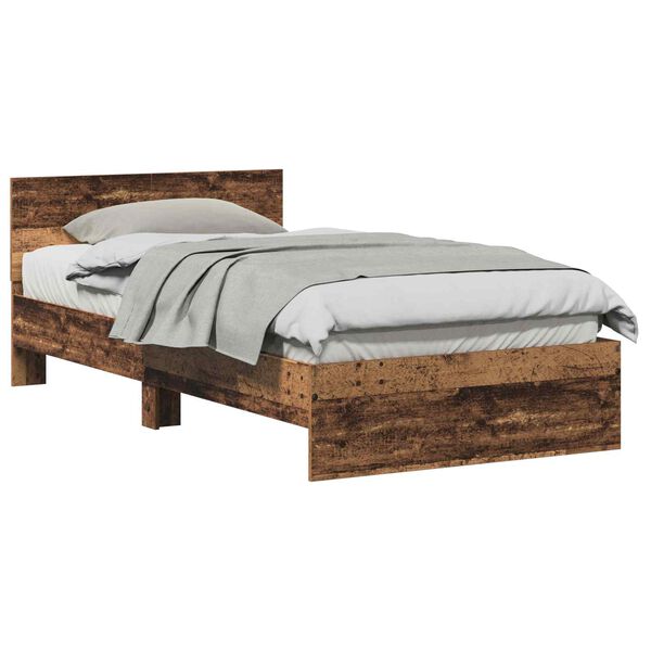 vidaXL Bettrahmen mit Kopfteil Altholz 203 x 185 x 70 cm Holzwerkstoff