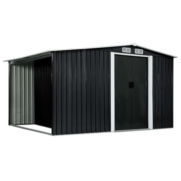 vidaXL Ger&auml;tehaus mit Schiebet&uuml;ren Anthrazit 329,5&times;131&times;178 cm Stahl