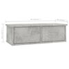 vidaXL Wand-Schubladenregal Betongrau 60x26x18,5 cm Holzwerkstoff