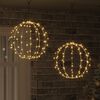vidaXL Ball mit 192 LEDs 2 pcs Warmwei&szlig; 40 x 40 x 43,5 cm Metall