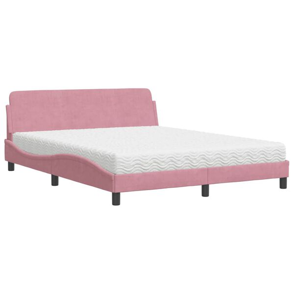 vidaXL Bett mit Matratze "Dover" Rosa 160x200 cm Samt