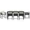 vidaXL Garten Essgruppe 9 pcs Schwarz Poly-Rattan