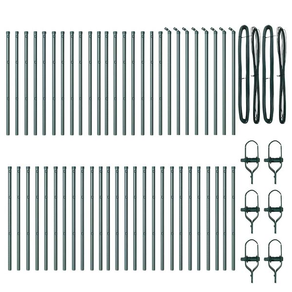 vidaXL Zaunpfosten Sonstiges 52 pcs Grün 3,2 x 3,2 x 120 cm Stahl