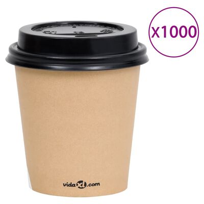 vidaXL Kaffee-Pappbecher mit Deckel 200 ml 1000 Stk. Braun
