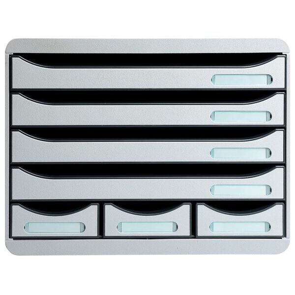 Exacompta Schubladenbox Store-Box mit 7 Laden Hellgrau