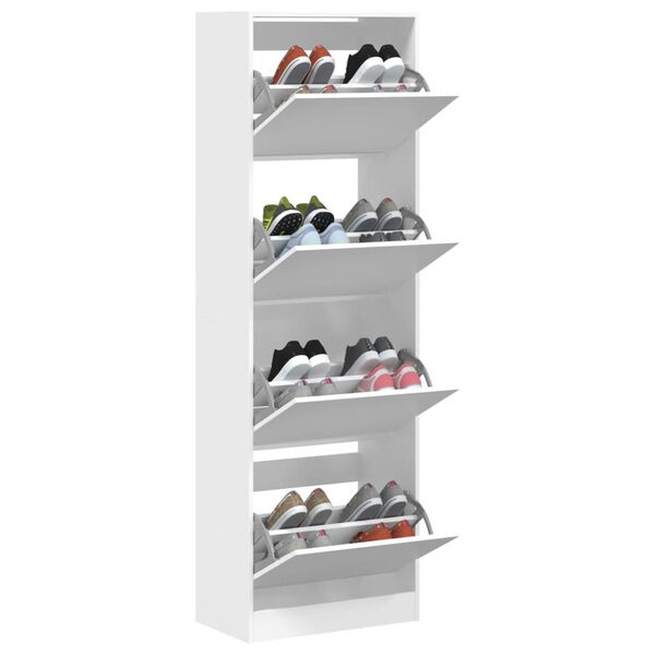 vidaXL Schuhschrank mit 4 Klappen Wei&szlig; 60x34x187,5 cm