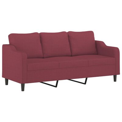 vidaXL 3-Sitzer-Sofa mit Hocker Weinrot 180 cm Stoff