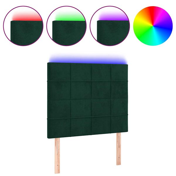 vidaXL LED Kopfteil Dunkelgr&uuml;n 90x5x118/128 cm Samt
