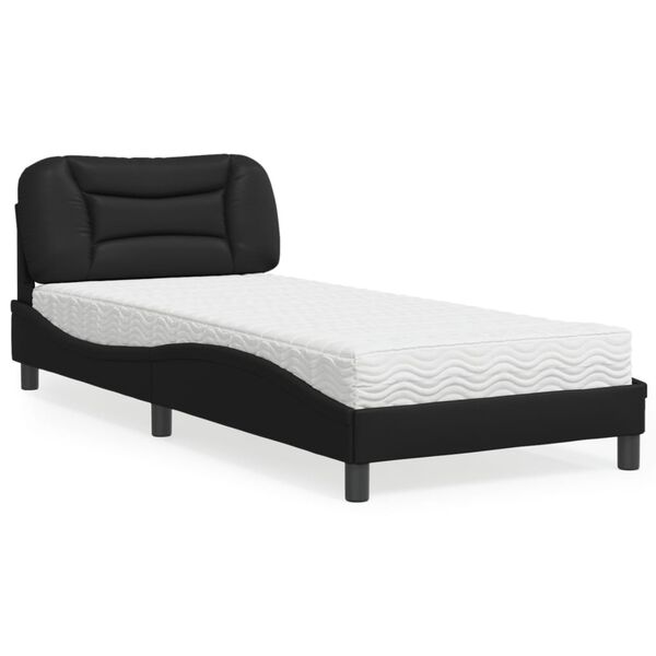 vidaXL Bett mit Matratze "Hvar" Schwarz 90x190 cm Kunstleder