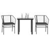 vidaXL 3-tlg. Garten-Essgruppe mit Kissen Schwarz Poly Rattan Glas