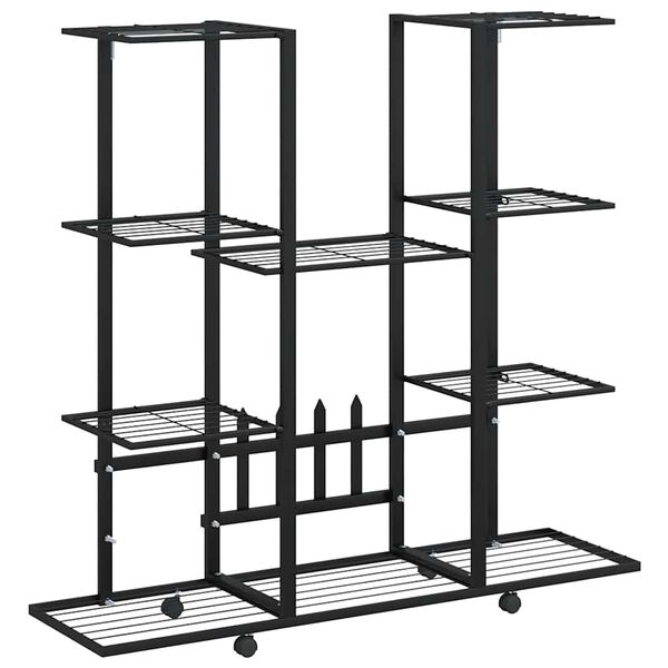 vidaXL Blumenst&auml;nder mit Rollen 94,5x24,5x91,5 cm Schwarz Eisen
