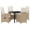 vidaXL Garten Essgruppe mit Kissen 5 pcs Beige Poly Rattan