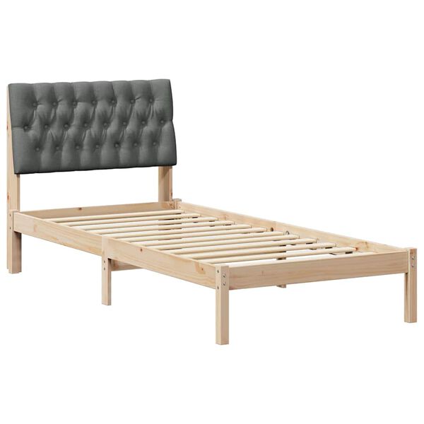 vidaXL Bettgestell mit gepolstertem Kopfteil Braun 90 x 190 cm