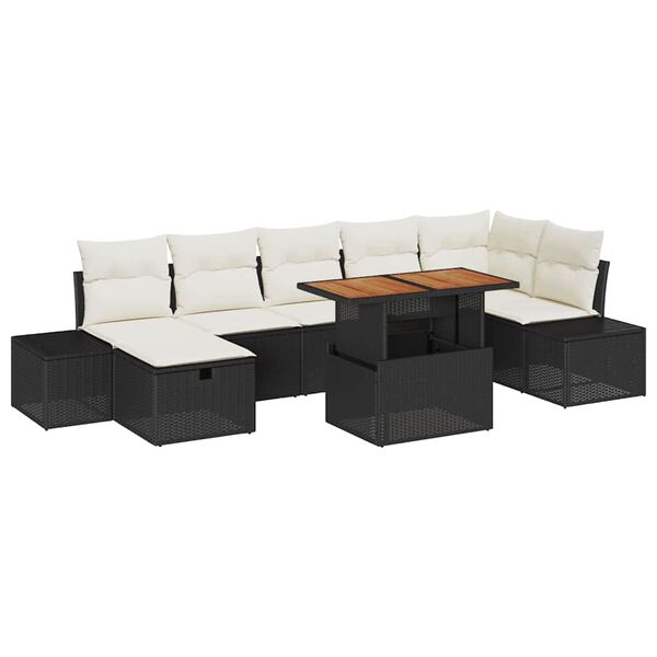 vidaXL Garten-Sofa-Set 8 pcs Schwarz Poly-Rattan