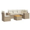 vidaXL 6-tlg. Garten-Sofagarnitur mit Kissen Beige Poly Rattan