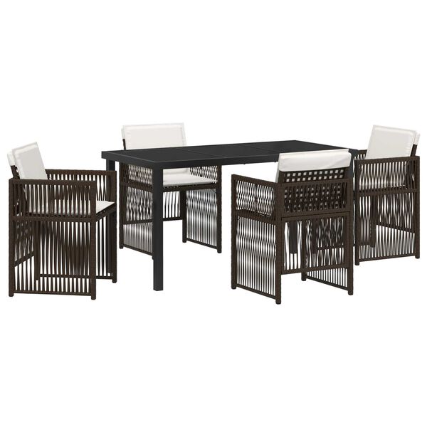 vidaXL Garten Essgruppe 5 pcs Braun Pulverbeschichteter Stahl